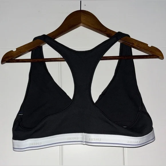 Skims Cotton Rib Slit Racerback Bralette Women XL NWT Sport Stretch‎ Comfy Black - Picture 2 of 7